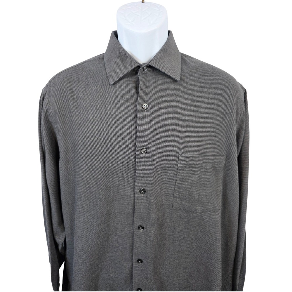 Van Heusen Mens L Dress Shirt Long Sleeve Regular Fit Wrinkle Free Large /B135